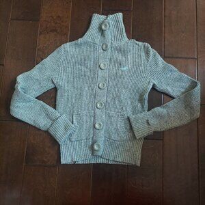Hollister Women's Junior Youth Gray Button Cardigan Sweater - Size Large